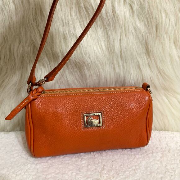 DOONEY & BOURKE Vintage Y2K Orange Pebbled Leather Mini Barrel Bag - Picture 16 of 16
